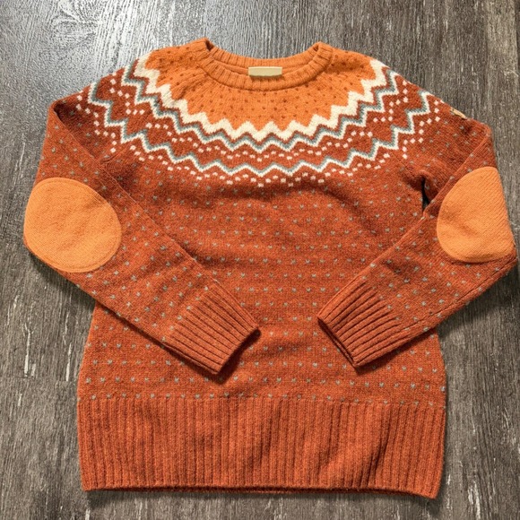 Fjallraven Sweaters - Fjallraven Ovik Knit Sweater Womens Small Orange 100% Wool Fair Isle 89941